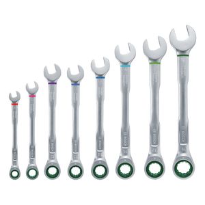 آچار یکسر تخت و یکسر رینگی جغجغه ای بوش مدل wrench set 8 کد 1600a027ps بسته 8 عددی